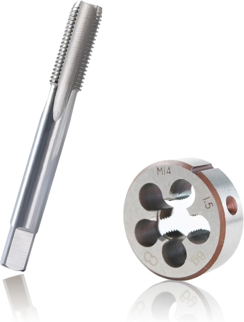 MCSDFN M14 x 1.5 Metric Tap and Die Set, M14 x 1.5mm High-speed Steel Machine Tap and Die Set, Right Hand Thread Tap and Round Thread Die - Image 1